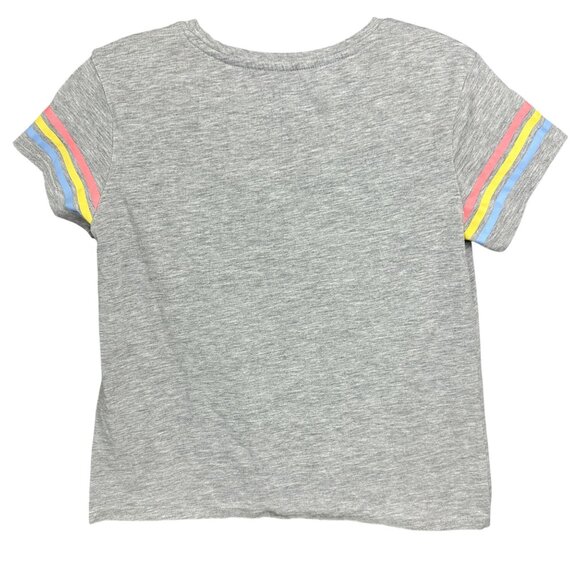 Disney Girls Tee 1416 Minnie Mouse Graphic Sequins Tie Front Follow Your Rainbow - Picture 2 of 7